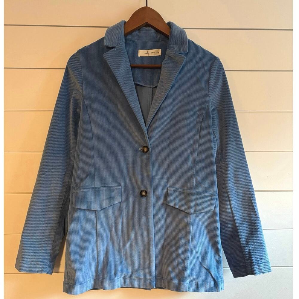 Molly Green Baby Blue Corduroy Blazer | Women’s XS Pastel Jacket
